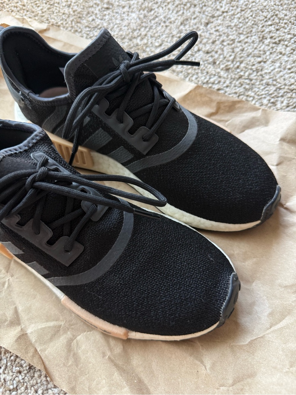 ADIDAS NMD R1 Black Runner with Cream Midsole & Peach Accents - Picture 6 of 8